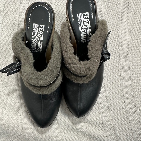 Salvatore Ferragamo dark brown leather studded mule clogs, size 8, wedge - Picture 8 of 15